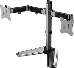 WALI Dual Monitor Stand for Desk, Computer Monitor Stands for 2 Monitors up to 32inch inches, Dual Monitor Mount Fits up to 19.8lbs, Free Standing Full Motion Monitor Arm for Desk (MF002N), Black
