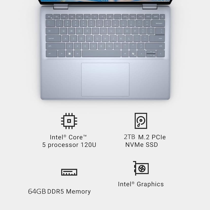 Dell Inspiron 14 7440 2-in-1 Laptop (14" FHD+ Touchscreen, Intel Core 5 120U (> i7-1355U), 64GB DDR5, 2TB SSD), for Creator, Designer, 10-Hr Long Battery Life, Backlit, Win 11 Pro w/ AI Copilot