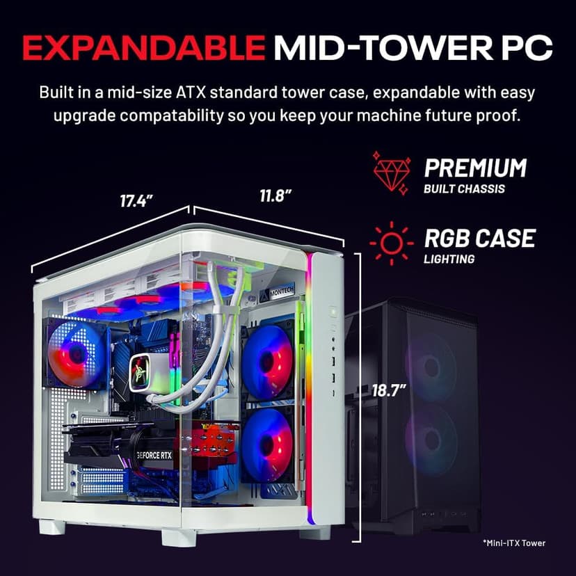 Skytech King 95 Gaming PC Desktop, Ryzen 7 9800X3D 4.7 GHz (5.2 GHz Turbo Boost), NVIDIA RTX 5070 Ti 16GB GDDR7, 1TB Gen4 SSD, 32GB DDR5 RAM 5600 RGB, 850W Gold PSU, 360mm ARGB AIO, Wi-Fi, Win 11