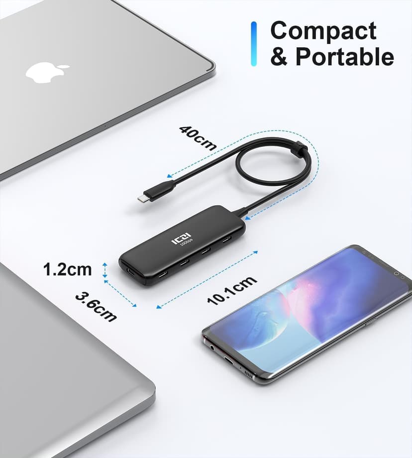 ICZI USB C Hub 3.2 10Gbps 4 Port Data Splitter for MacBook Pro/Air, iMac, Surface, Laptop, XPS, PC - Not Support Charging and Video Output