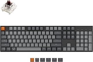 Keychron K10 Full Size 104 Keys Bluetooth Wireless Mechanical Gaming Keyboard for Mac Windows K Pro Brown Switch, Multitasking/White LED Backlight/USB C Wired Computer Keyboard