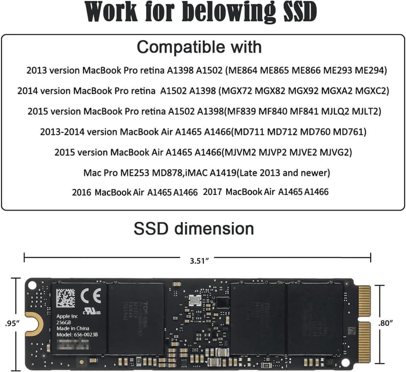 Cablecc 12+16Pin SSD to NVME M.2 NGFF M-Key for 2013 2014 2015 2016 2017 MacBook SSD