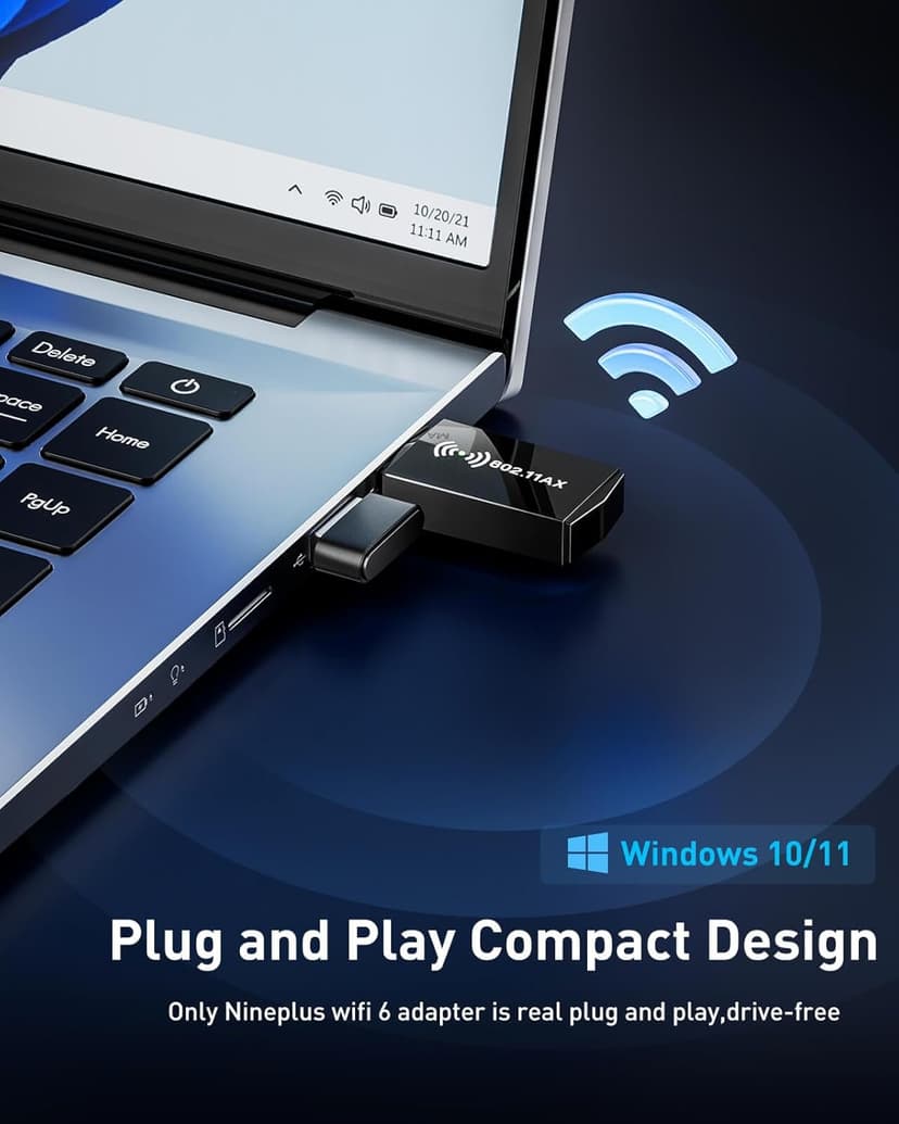USB WiFi Adapter for PC Desktop - WiFi 6 AX1800Mbps 5GHz 2.4GHz USB 3.0 Wireless Wi-Fi Network Adapter for Desktop Computer Laptop with High Gain Wi-Fi Antenna Supports Win11/10
