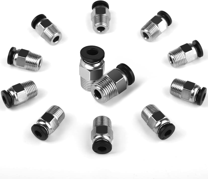 10PCS Premium PC4-M10 Pneumatic Quick Connector Fittings, Bowden Tube Coupler Male Straight PTFE Tube Push for E3D-V6, Bowden Extruder Parts Compatible with Ender-3 and Ender-3 V2 3D Printer