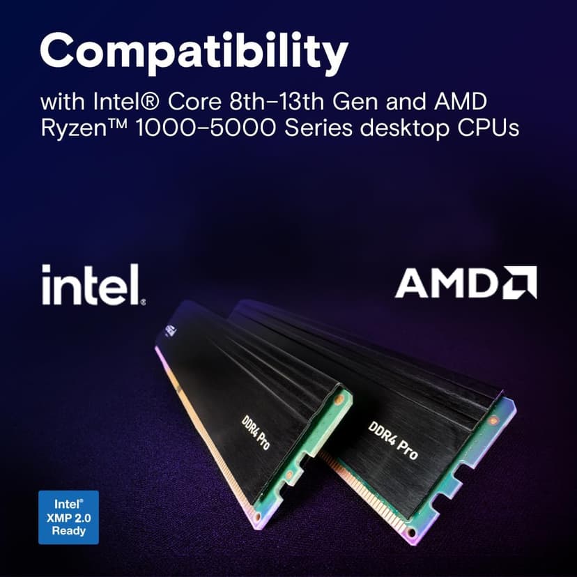 Crucial Pro 32GB DDR4 RAM Kit (2x16GB), High-Performance 3200MHz (or 3000MHz or 2666MHz) Desktop Memory UDIMM 288-Pin, Compatible with Intel and AMD Ryzen - CP2K16G4DFRA32A