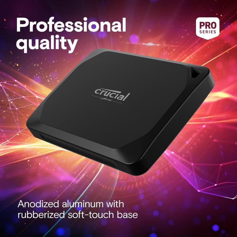 Crucial X10 Pro 4TB Portable SSD, Up to 2100MB/s Read, 2000MB/s Write, 3.2 USB-C, External Solid State Drive, Durable Storage for PC & Mac, for Professional Creators, Black - ‎CT4000X10PROSSD902