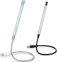 Mudder 2 Pieces USB LED Light for Laptop Keyboard Light Gooseneck Computer Lamp Flexible Stick Dimmable LED Lamp Touch Switch for Reading Book(Black, Blue)