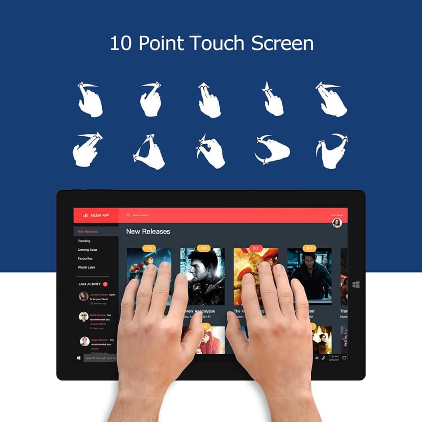 Windows Tablet with Keyboard, 11.6 inch 2-in-1 Tablets Laptops Touchscreen Windows 11, Intel Celeron, 1920 * 1080 IPS 6GB RAM 128GB EMMC 2.4G/5G WiFi Bluetooth HDMI USB