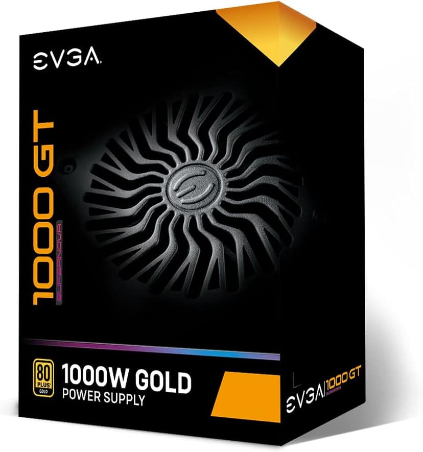 EVGA 1000 GT, 80 Plus Gold 1000W, Fully Modular, Eco Mode with FDB Fan, 100% Japanese Capacitors, 10 Year Warranty, Includes Power ON Self Tester, Compact 150mm Size, Power Supply 220-GT-1000-X1