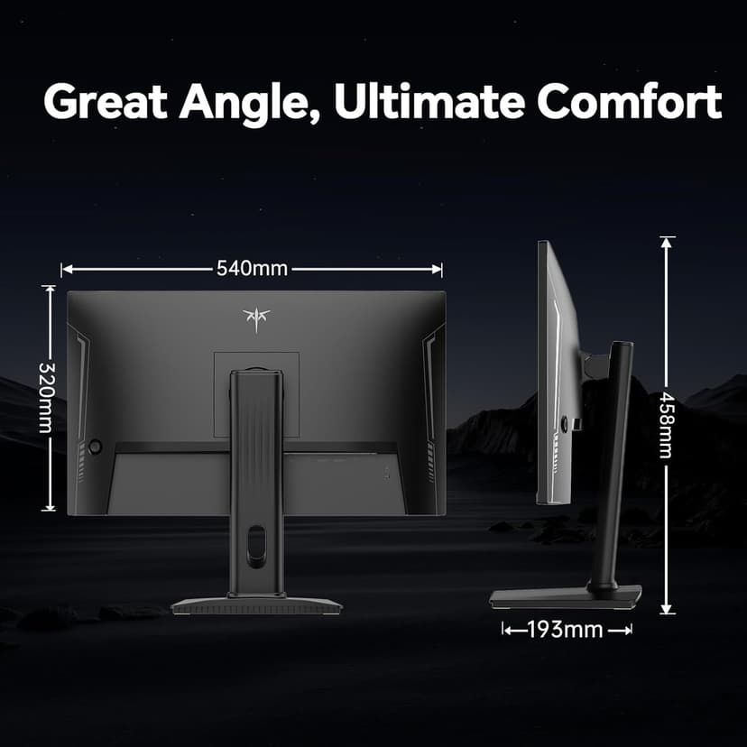 24 inch Gaming Monitor QHD 180Hz, Fast IPS 1440p Computer Monitor, Up to 185Hz, 1ms, G-Sync/FreeSync, HDR400, Height Adjustable, 2 x HDMI, 1 x DP H24T7