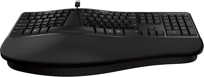 Incase Ergonomic Keyboard – Designed by Microsoft – Refined Ergonomic Design, Built-in Shortcuts Keys, Layered Palm Rest for Elevated Wrist Support, Integrated Number Pad – Black
