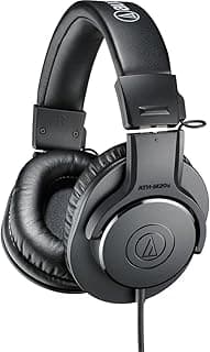 Audio-Technica ATH-M20x Professional Studio Monitor Headphones, Black (AUD ATHM20X)