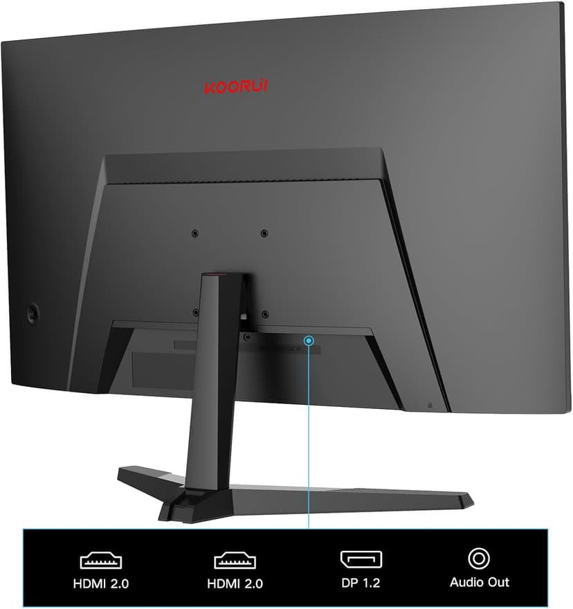 KOORUI 24 inch Curved Gaming Monitor 180Hz FHD 1080P Computer Monitor,1ms 1500R VA Display,Adaptive Sync, FreeSync Premium,HDR10,HDMI2.0X2&DP1.2,VESA Compatible,Tilt Adjustable,Eye Care,24E6CA