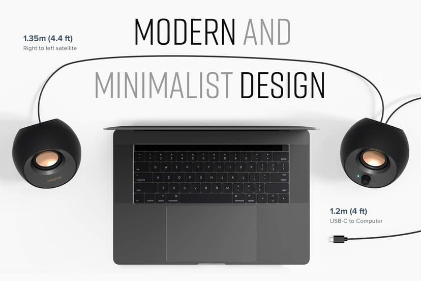 Creative Pebble V3 Minimalistic 2.0 Desktop Speakers With USB-C Audio, Clear Dialog Enhancement, Bluetooth 5.0, 8W RMS, 16W Peak Power, USB-A Converter (Black)