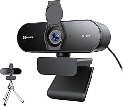 4K Webcam for PC with Tripod, PDAF Autofocus, 1080P@60FPS, 79° FOV, Low Distortion, 2 Noise Reduction Mics, Privacy Cover, Plug&Play, PC Camera for Skype, Teams, Zoom, NewEye 62 Kit