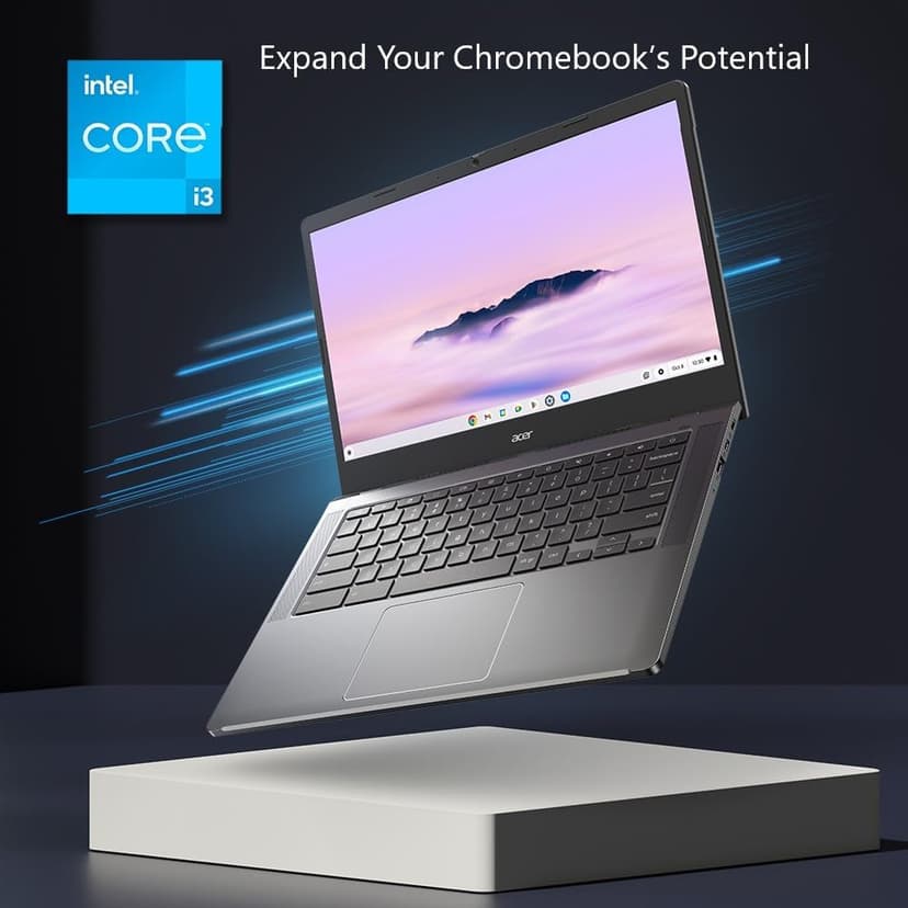 Acer Chromebook Plus 514 Laptop with Google AI – 14" Full HD 1920 x 1080 IPS Display | Intel Core i3-N305 | 8GB LPDDR5 | 128GB SSD | Wi-Fi 6E | FHD Camera | Chrome OS | CB514-4H-38JA