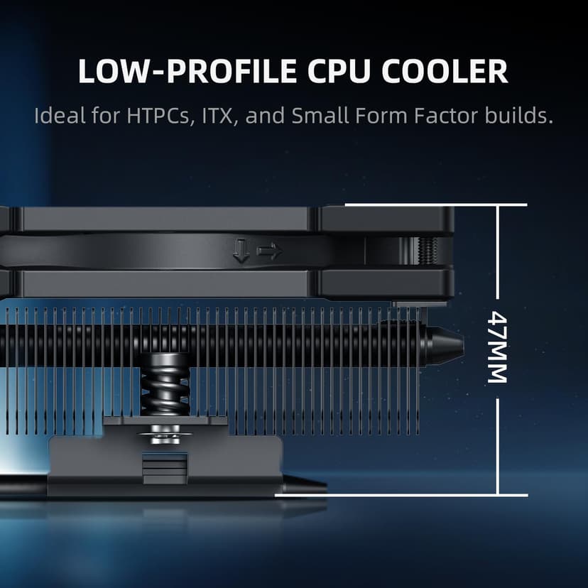 ID-COOLING IS-40-XT Black - 47mm Height Low Profile CPU Cooler, 4 Direct-Contact Heat Pipes Air Cooler for HTPCs, ITX, and Small Form Factor Builds, 92×92×15mm Slim Fan, Support Intel & AMD Socket
