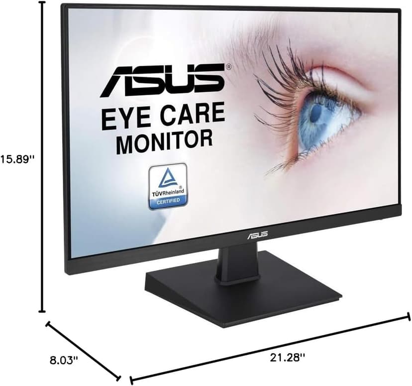 ASUS VA24EHE 23.8” Monitor 75Hz Full HD (1920x1080) IPS Eye Care HDMI D-Sub DVI-D,Black