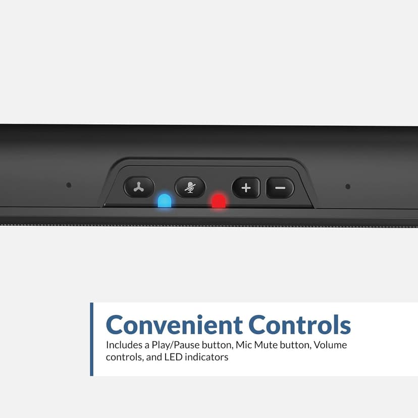 Cyber Acoustics USB & Bluetooth Speaker Bar (CA-2890BT) – USB Powered Speaker with Speakerphone for PC and Bluetooth to Simultaneously Connect to Smartphones, Clamps to Monitor, Convenient Controls