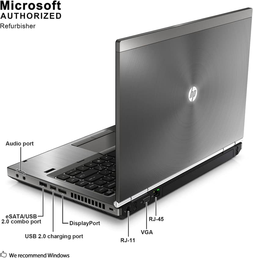 HP EliteBook 8460P 14-inch Notebook PC - Intel Core i5-2520M 2.5GHz 8GB 250GB Windows 10 Professional (Renewed)