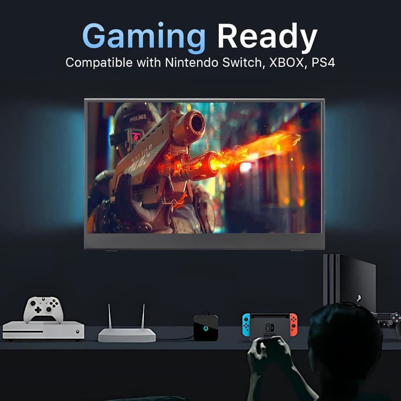 15.6 inch Portable Monitor,1080P USB-C HDMI,Portable Monitor for Laptop, HDR Plug&Play,PC,Mac,Phone,PS,Xbox,Swich,IPS Ultra-Thin Zero Frame, Metal Case