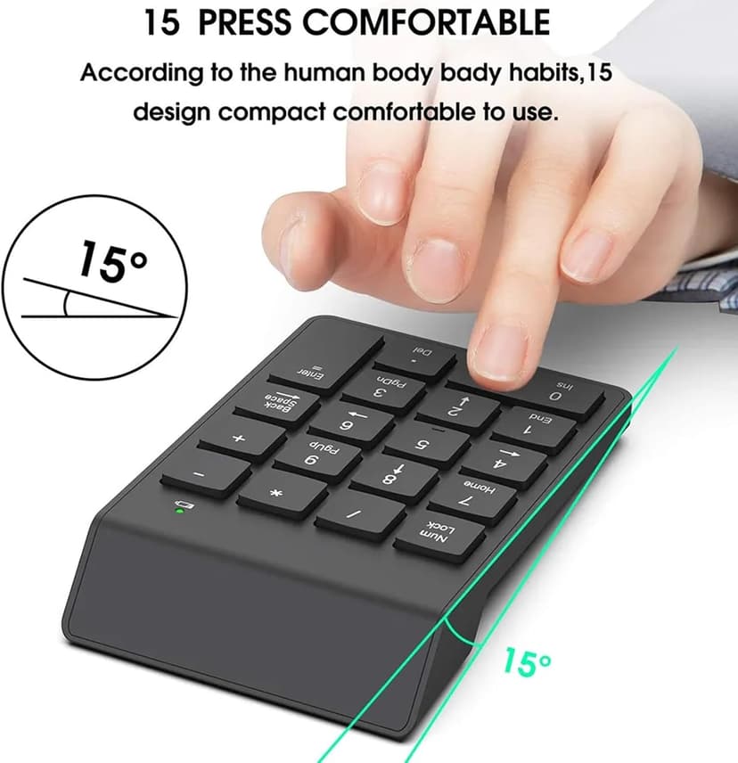 NOOX Wireless Number Pad, Numeric Keypad Numpad Keyboard 10 Key USB Keypad Office Accounting Essentials Desktop Computer Laptops Accessories Compatible Chromebook Notebook EliteBook MateBook etc.