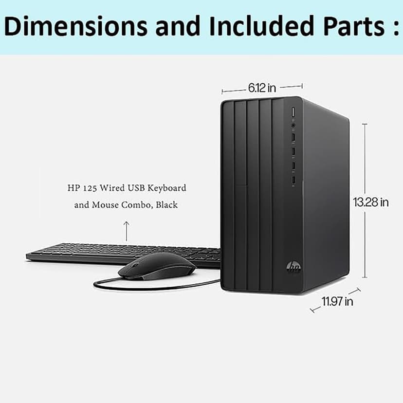 HP Tower Business Desktop Computer, 13th Gen Intel 4-Core Processor (Beat i5-12400), 32GB DDR4 RAM, 1TB PCIe SSD, WiFi Adapter, RJ-45, HDMI, VGA, KB & Mouse, Windows 11 Pro