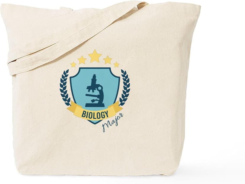 CafePress Biology College Major Science Microscope Shield Em Reusable Natural Beige Canvas Shopping Bag