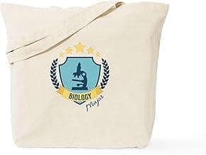 CafePress Biology College Major Science Microscope Shield Em Reusable Natural Beige Canvas Shopping Bag