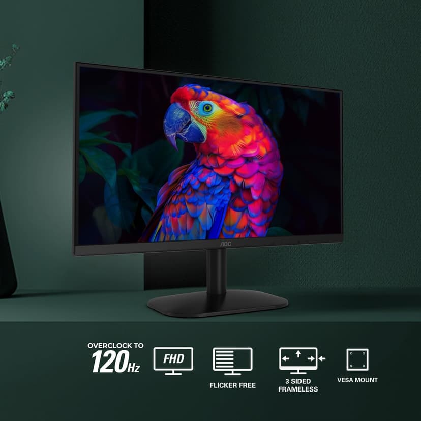 AOC 22B35HM23 22" Full HD (1920 x 1080) 120Hz LED Monitor, Adaptive Sync, VGA & HDMI, Flicker-Free, Low Blue Light, HDR Ready, VESA, Tilt Adjust, Eco-Friendly