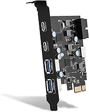 6-Ports USB PCIe Card PCI Express to Type C(2),USB Type-A（2） Expansion Card with Internal 19 Pin Connector/Type E（A-Key） Front Panel Adapter for Desktop PC Support Window/11/10/ and Linux