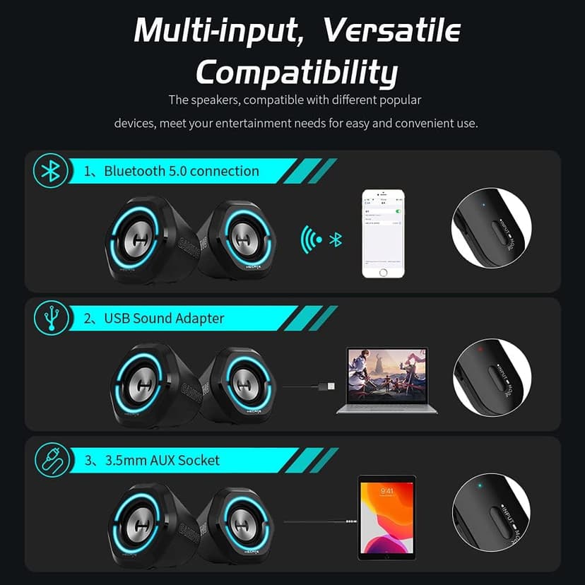 Edifier Bluetooth 5.3 Gaming Speakers,10W PC USB Computer Speakers for Laptop Desktop 3.5mm aux Input Hecate G1000 Black