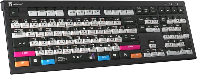 Logickeyboard Backlit 'Astra2' Filmmaker Keyboard • Combo-Designed for Both Adobe Premiere Pro & After Effects on Windows PC • p/n LKB-AEPP-A2PC-US