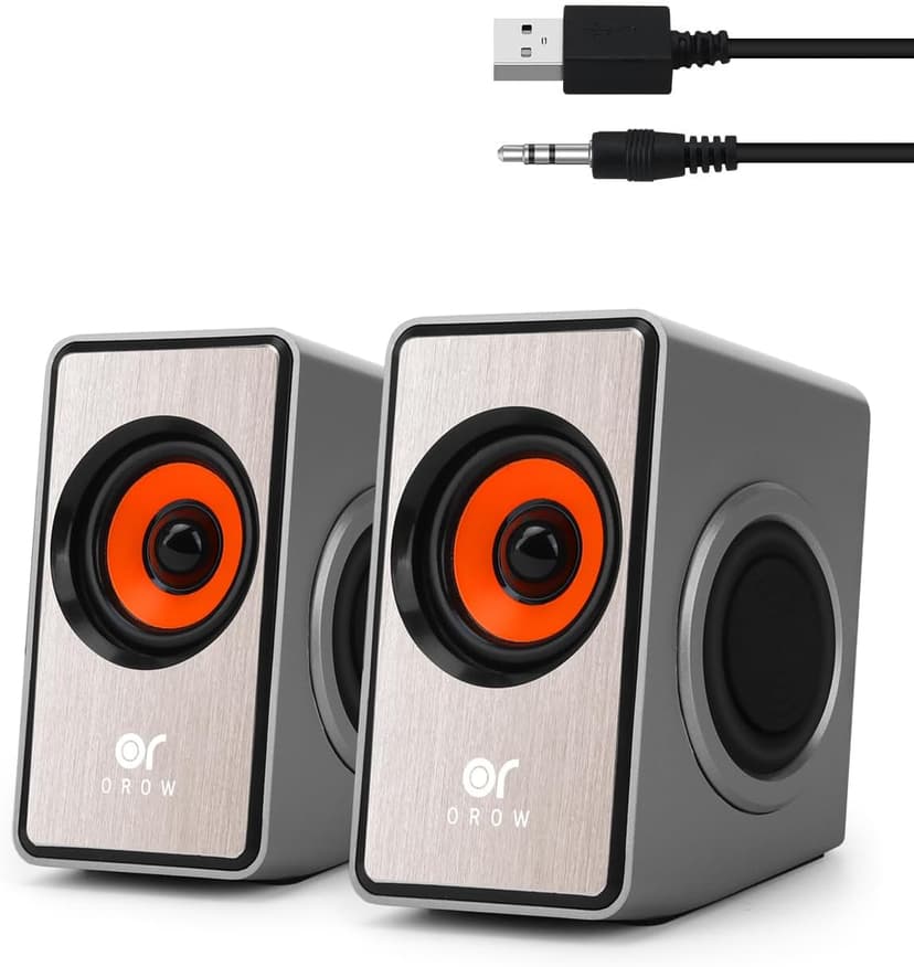 OROW Computer Speakers,12W Mini Desktop Speaker with Volume Control, 3.5mm AUX Speaker, USB Powered Laptop Speakers,Great for PC/Monitor/mac/iMac/Projector(S206)