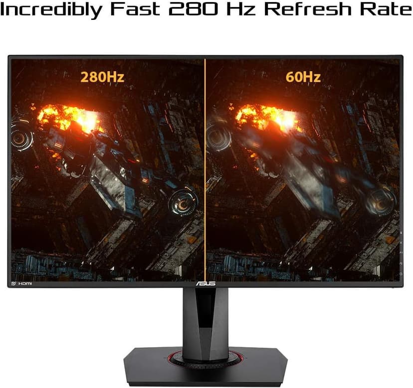 ASUS TUF Gaming VG279QM 27” HDR Monitor, 1080P Full HD (1920 x 1080), Fast IPS, 280Hz, G-SYNC Compatible, Extreme Low Motion Blur Sync (ELMB SYNC), 1ms, DisplayHDR 400,, BLACK