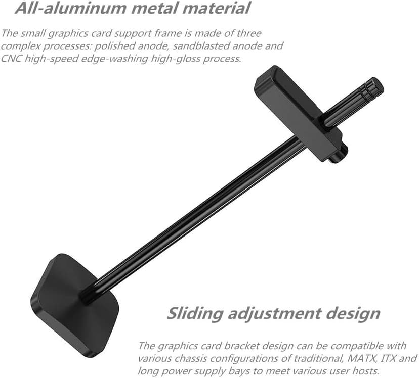 MHQJRH Graphics Card GPU Brace Support, Video Card Sag Holder Bracket, Anodized Aerospace Aluminum (Black)