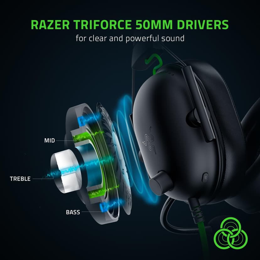 Razer BlackShark V2 X Wired Gaming Headset with 7.1 Surround Sound, 50mm Drivers, Noise Cancelling Mic