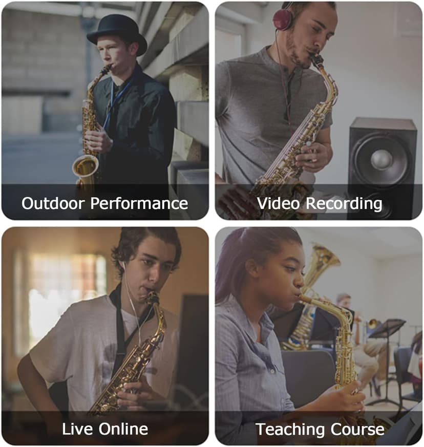 XIAOKOA UHF Wireless Instruments Microphone,Saxophone Microphone,Wireless Receiver and Transmitter,164ft Range,Plug and Play,Great for Trumpets, Clarinet, Cello