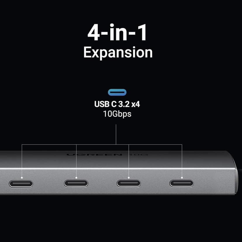 UGREEN USB C Hub 10Gbps, 4 Ports USB 3.2 Adapter with 4 USB-C 3.2 Ports, High Speed Multiport Splitter for MacBook Pro, iMac, iPad Pro, iPhone 15/15 Pro, Galaxy S23, and More