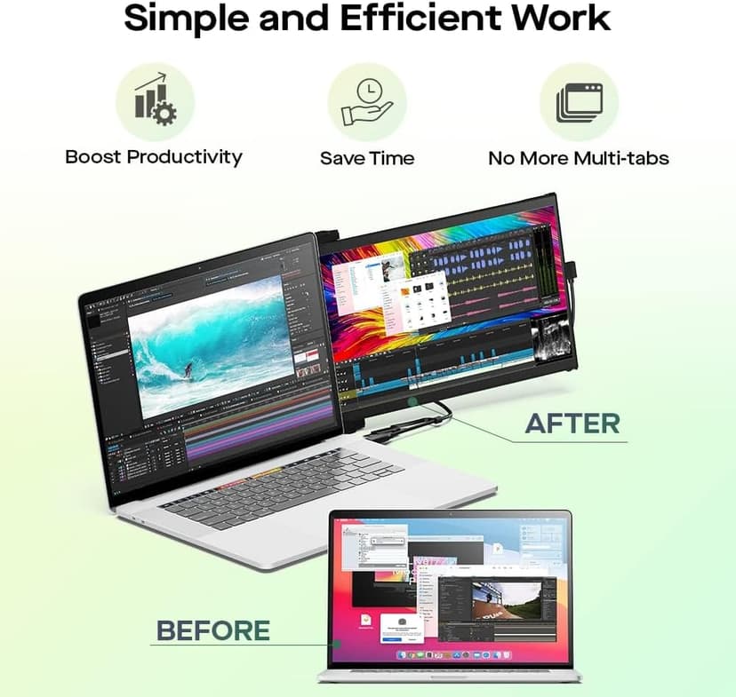 Mobile Pixels 2025 Duex Max DS 14.1'' FHD 1080p Laptop Screen Extender, USB Type-C/HDMI Ports, Portable Monitor for 14'' to 17 Inch Laptops, Compatible with macOS/Windows/Apple/Android/Switch(Black)