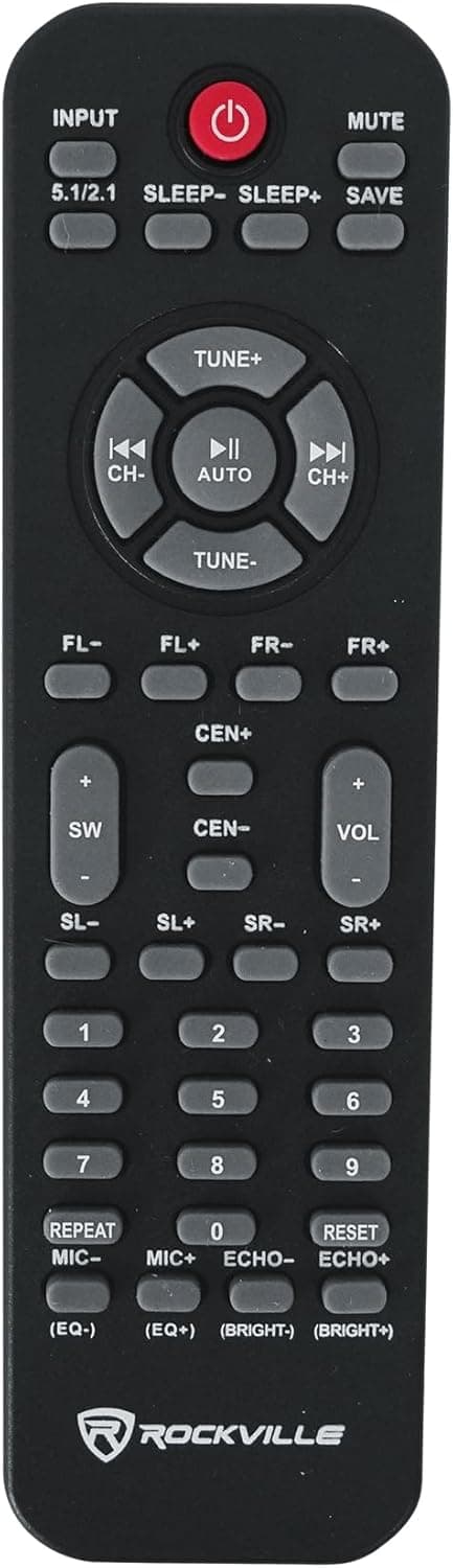 Rockville HTS820 1500W 5.1 Channel Home Theater System with 8" Subwoofer, Bluetooth, USB, Includes Remote and Speaker Mounts - Perfect for Movies, Music, Karaoke