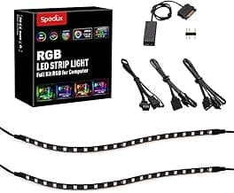 PC Addressable RGB LED Strip Lights Kit - Magnetic PC Case Lighting, 2PCS 42LEDs ARGB Strip for 5V 3pin RGB Header Motherboard Asus Aura, Asrock RGB Led, Gigabyte RGB Fusion, MSI Mystic Light