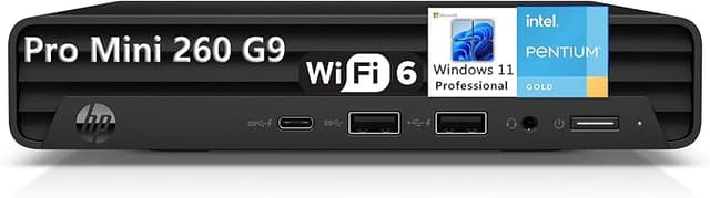 HP Pro Mini 260 G9 MFF Business Desktop Computer, Intel 5-Core Pentium Processor (Beat i3-1215U), 16GB DDR4 RAM, 512GB PCIe SSD, WiFi 6, BT 5.3, RJ45, Type-C, HDMI, DisplayPort, Windows 11 Pro, AZ-XUT