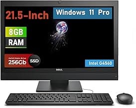 Dell OptiPlex 5250 All-in-One Desktop Computer, 21.5" FHD(1920x1080), Intel G4560 3.5GHz, 8GB RAM, 256GB SSD, Keyboard, Mouse, WiFi, Win11 pro(Renewed)