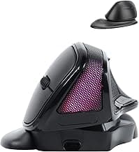 Wireless Mouse Large Angle Adjustable Ergonomic Vertical Upright Carpal Tunnel Ergo Right Hand 6 buttons USB Optical Mice for PC Laptop Computer Macbook Gift,3600 DPI,Removable Palm Rest,RGB Light