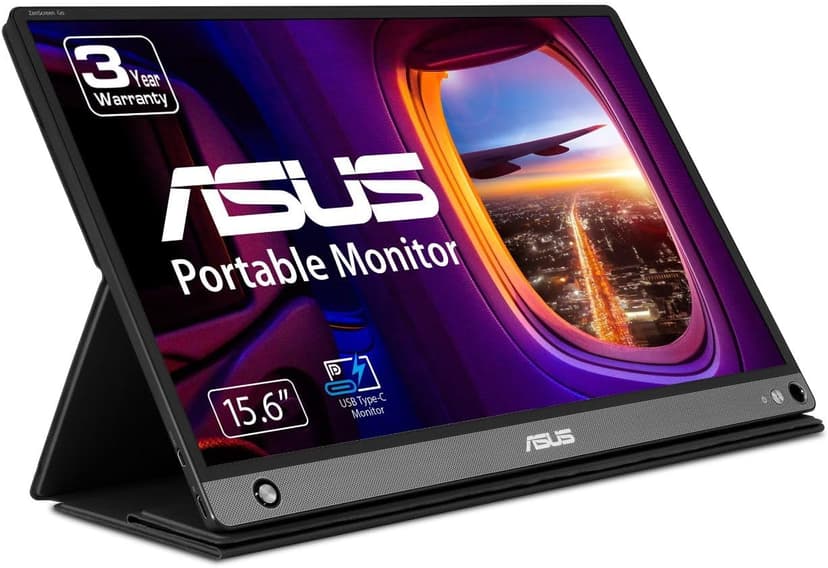 ASUS ZenScreen 15.6” 1080P Portable USB Monitor (MB16AHP) - Full HD, IPS, Eye Care, Micro HDMI, USB Type-C, Speakers, Built-in Battery, External Screen for Laptop, 3-Year Warranty,Black
