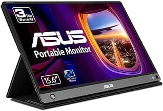 ASUS ZenScreen 15.6” 1080P Portable USB Monitor (MB16AHP) - Full HD, IPS, Eye Care, Micro HDMI, USB Type-C, Speakers, Built-in Battery, External Screen for Laptop, 3-Year Warranty,Black