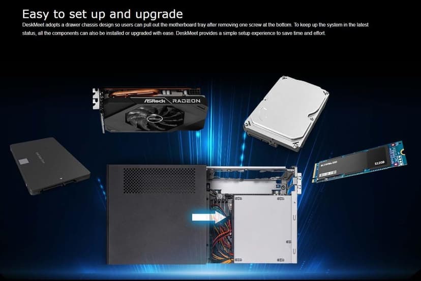 ASRock DeskMeet X600 Barebone Kit - AM5, Ryzen 9000/8000/7000, DDR5-7200+, PCIe 4.0 x16, Dual M.2 (Gen5+Gen4), USB4, 500W PSU, 8L Compact (No CPU/RAM/Storage)