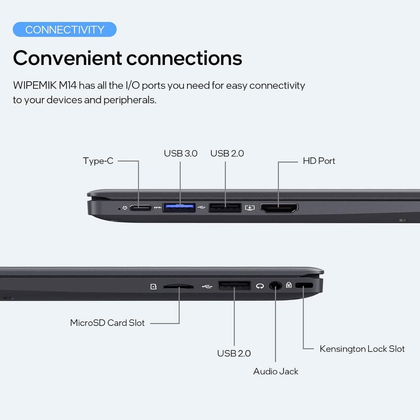 Laptop Computer, 8GB RAM, 128GB SSD, Quad-Core N5095 Processor Laptop, 14" HD Display Laptops, Support WiFi 5, Bluetooth 5.0, USB 3.0, Webcam, Pre-Installed Office Pro Plus 2024