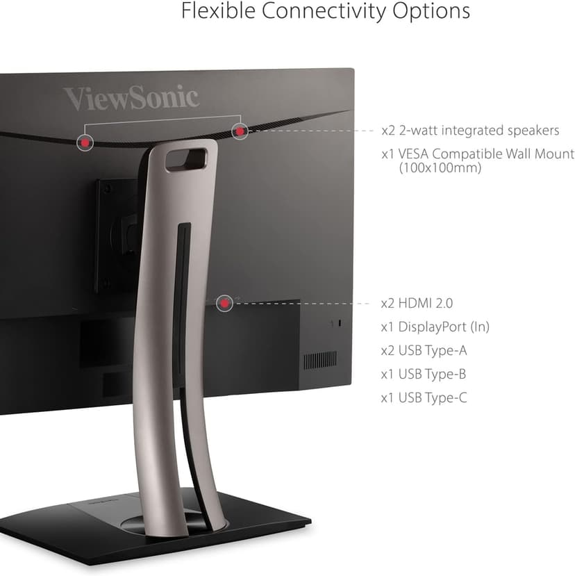 ViewSonic VP2756-4K 27 Inch 4K UHD IPS Ergonomic Monitor with Ultra-Thin Bezels, Color Accuracy, Pantone Validated, 60W USB C